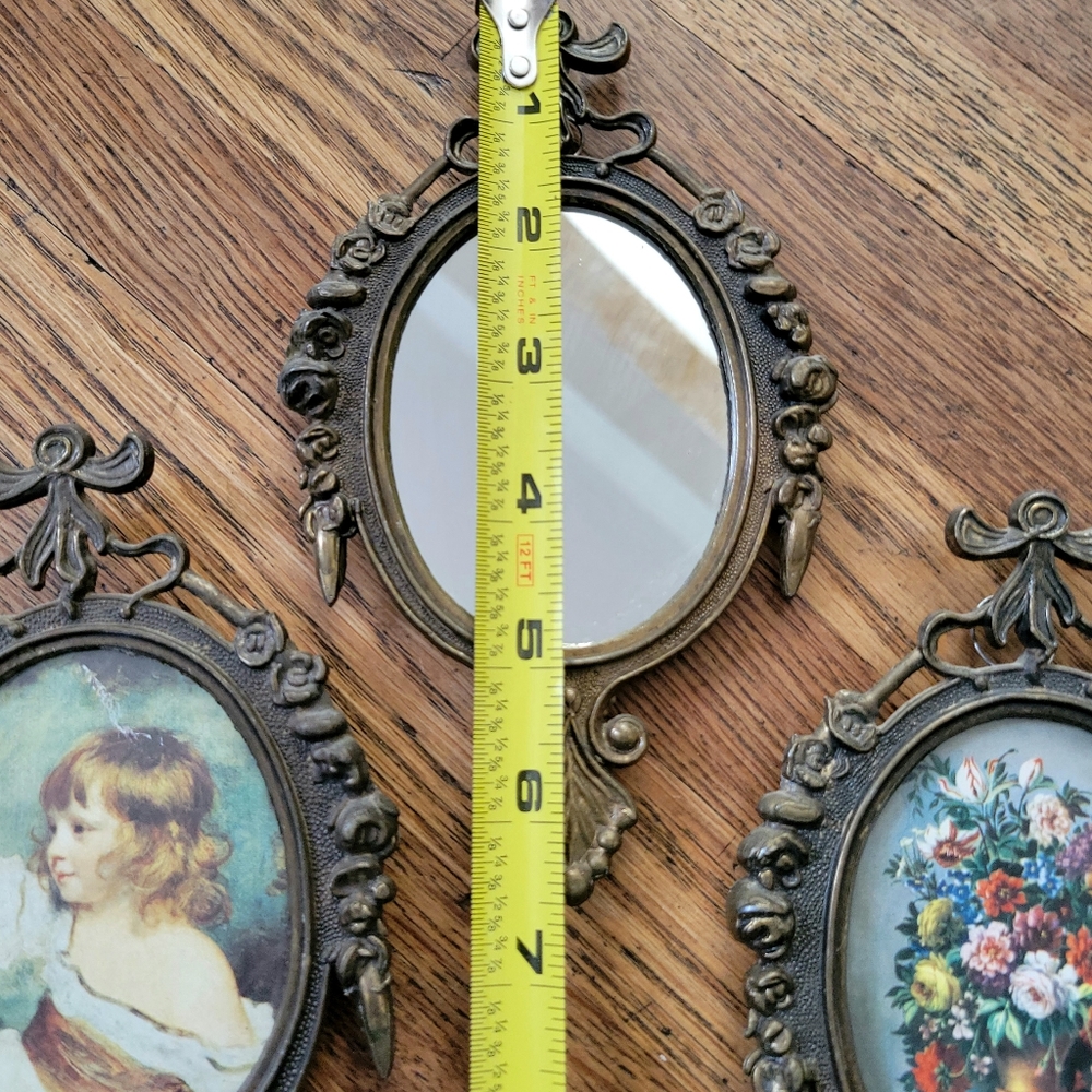 Vintage set of 3 ornate made in Italy brass framed photos - Picture 7 of 7